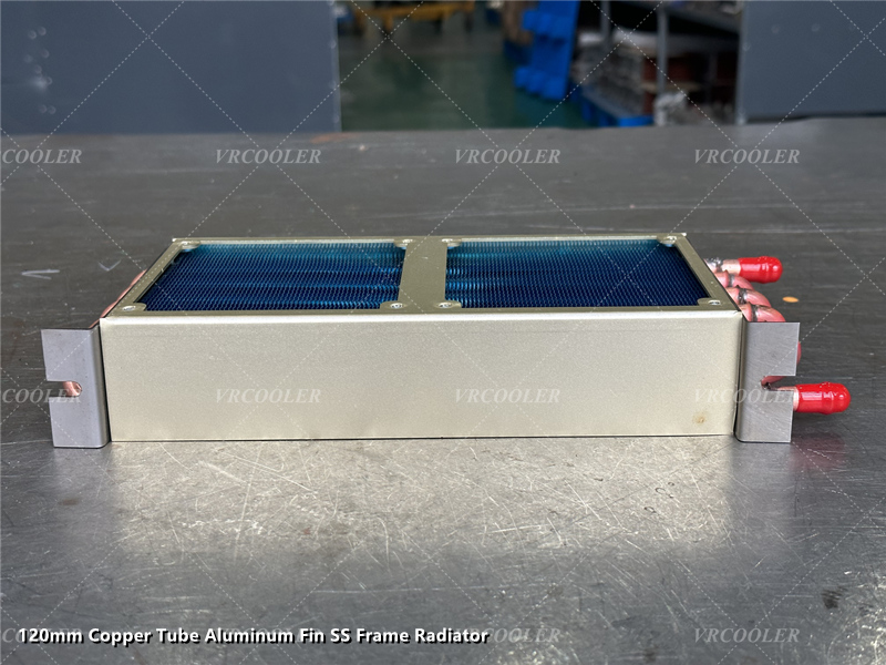 120mm Copper Tube Aluminum Fin SS Frame Radiator 4