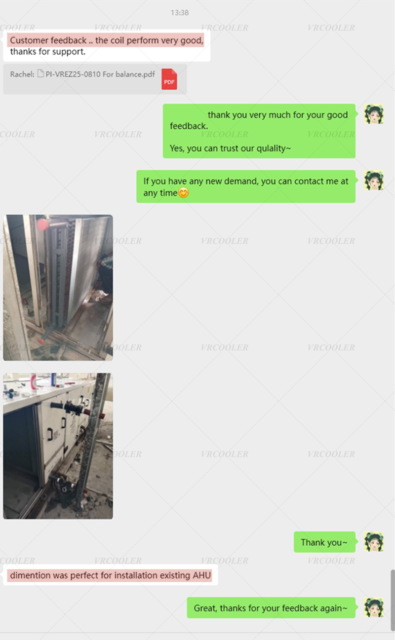 Client Feedback Pictures of Steam Coil 