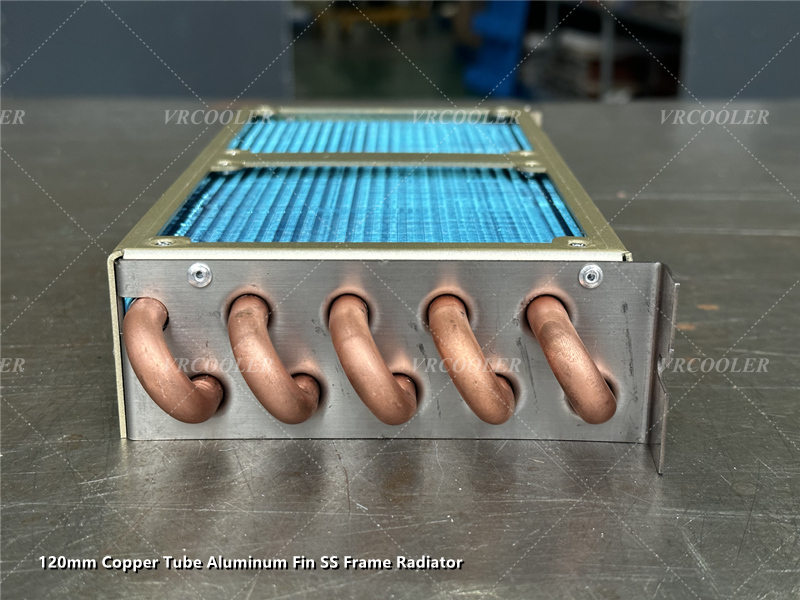 120mm Copper Tube Aluminum Fin SS Frame Radiator 1