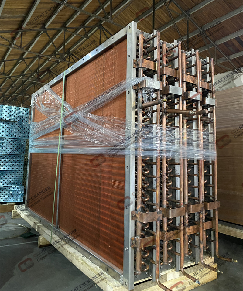 Copper tube fin heat exchanger for nuclear power plant