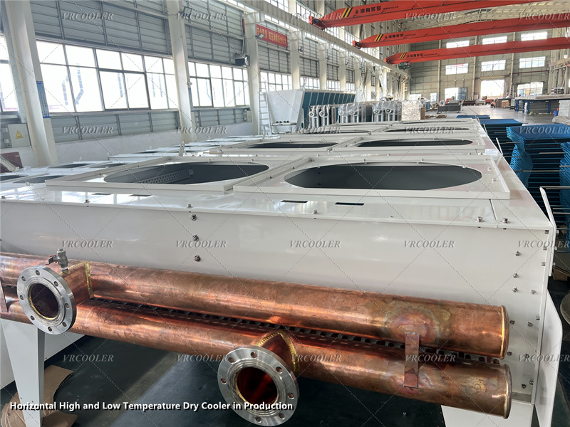 Horizontal High and Low Temperature Dry Cooler in Production