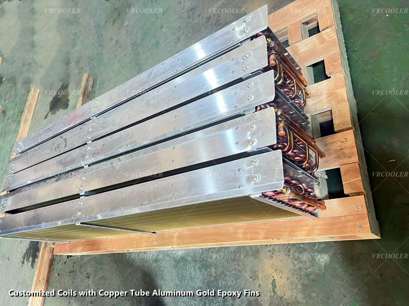 Customized Coils with Copper Tube Aluminum Gold Epoxy Fins 3