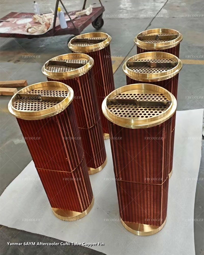 Yanmar 6AYM Aftercooler with CuNi Tube Copper Fin