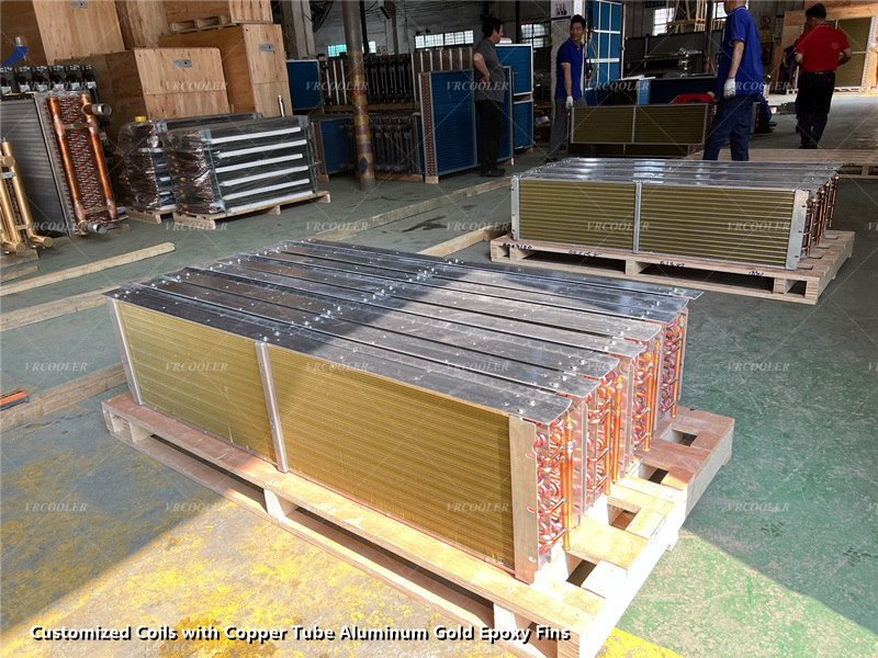 Customized Coils with Copper Tube Aluminum Gold Epoxy Fins 5
