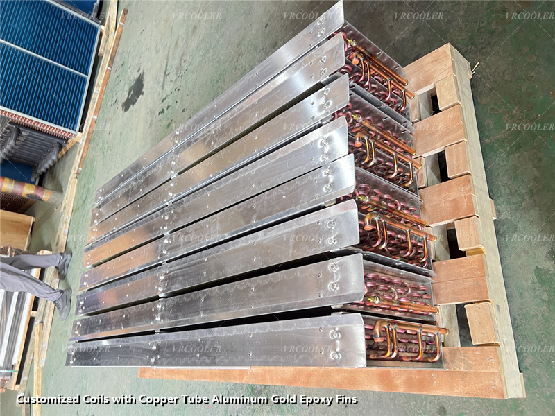 Customized Coils with Copper Tube Aluminum Gold Epoxy Fins