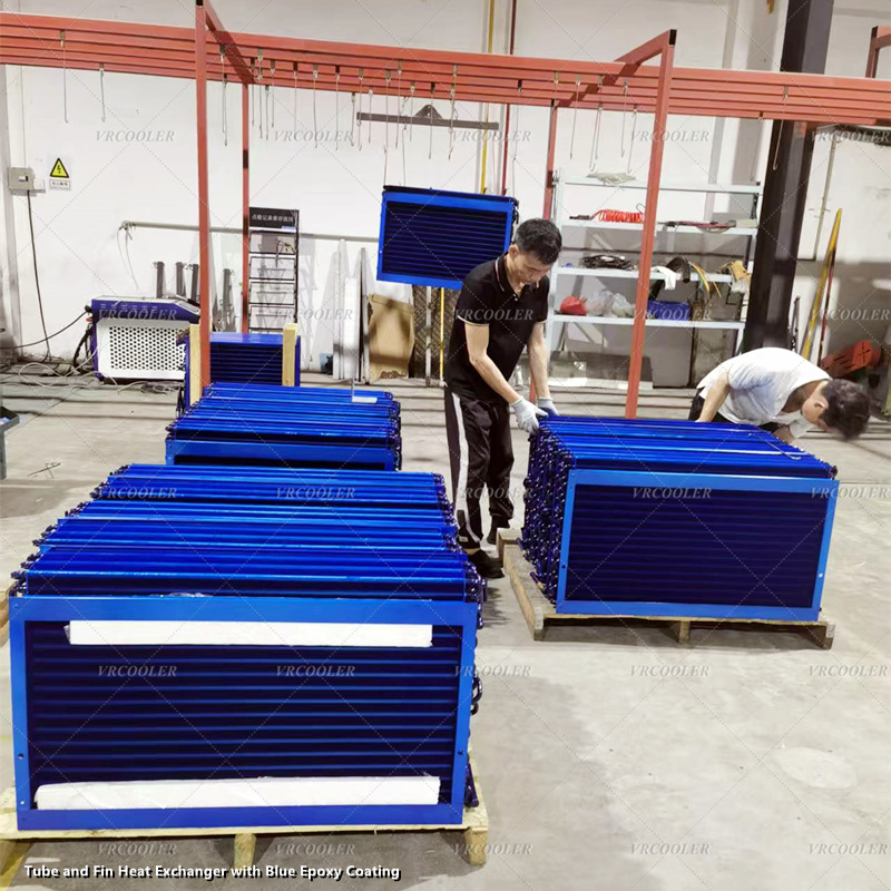 Tube and Fin Heat Exchanger with Blue Epoxy Coating 2