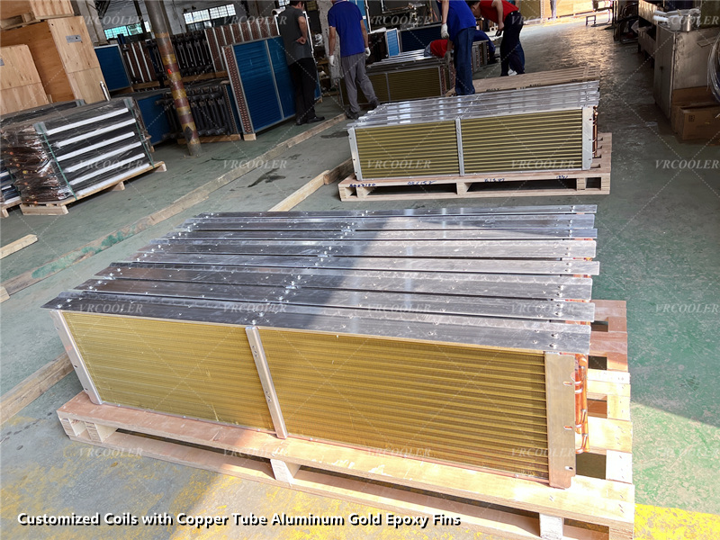 Customized Coils with Copper Tube Aluminum Gold Epoxy Fins 1
