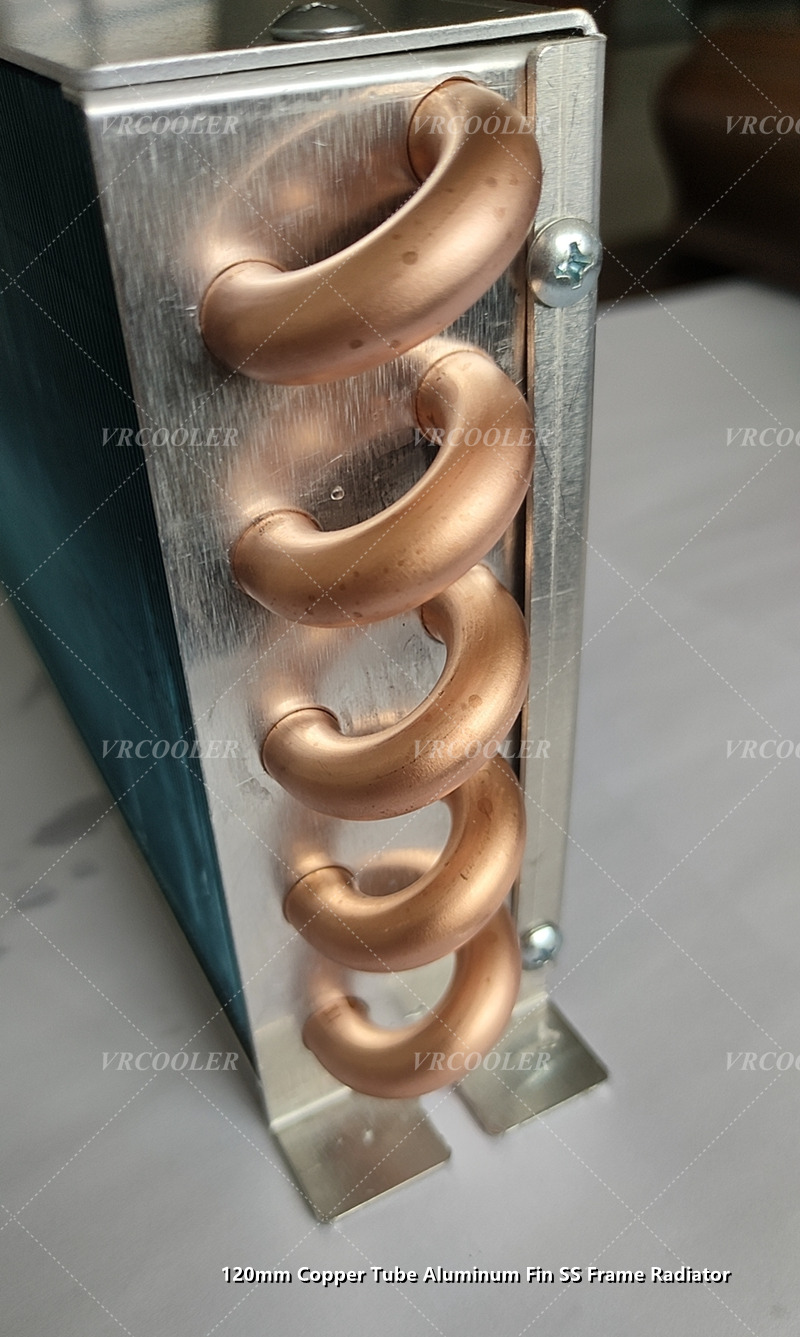 120mm Copper Tube Aluminum Fin SS Frame Radiator 5