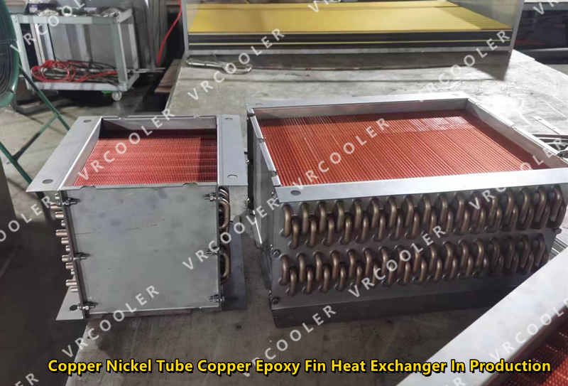Copper Nickel Tube Copper Epoxy Fin Heat Exchanger In Production 1
